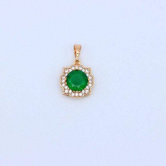 "Green Round-Cut Pendant with Halo in Rose Gold, XPPT1634 - Picture 9 of 13